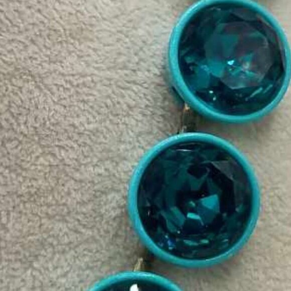 J Crew Jumbo Blue Teal Brulee Crystal Statement Necklace - Picture 8 of 12